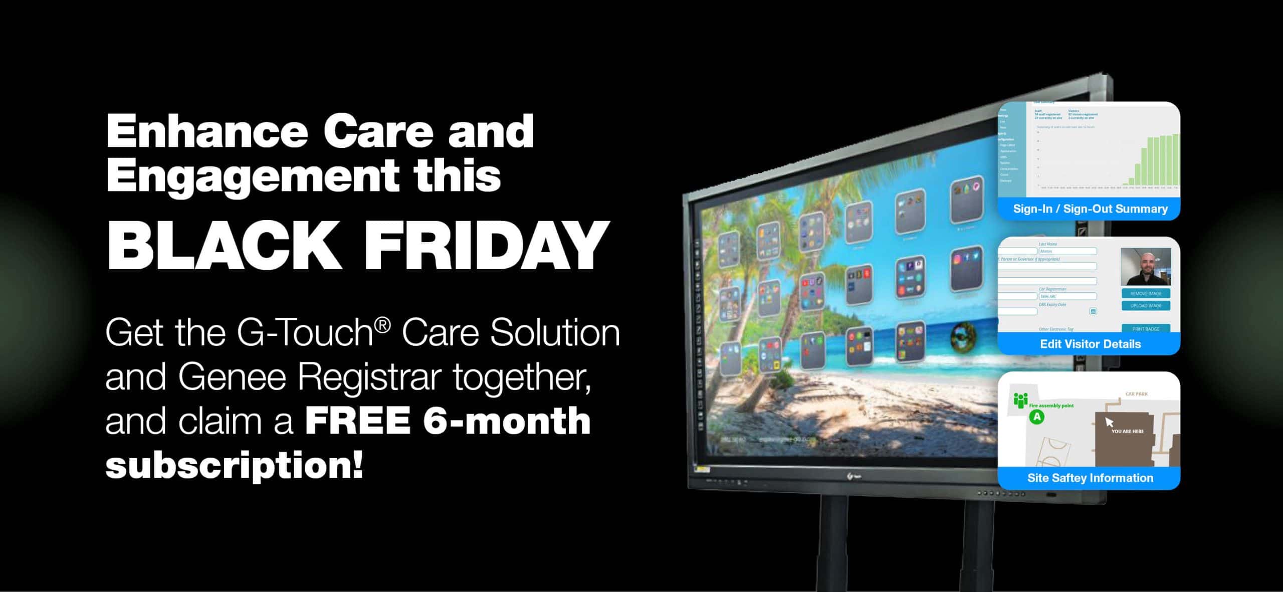 Black Friday Offer - Genee Interactive display bundle with trolley and 6 months free Registrar