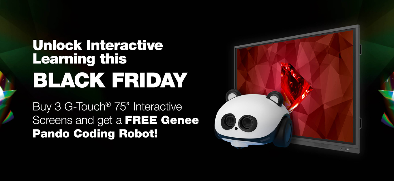 Buy 3 75 inch G-Touch Interactive screens and get our Pando AI Robot Free